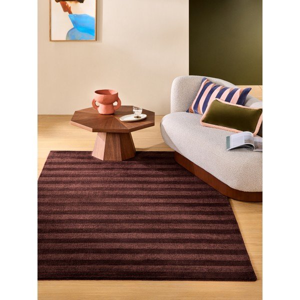 Weinroter, handgewebter Teppich aus recycelten Fasern, 160 x 230 cm, Connor – MADE-image-1