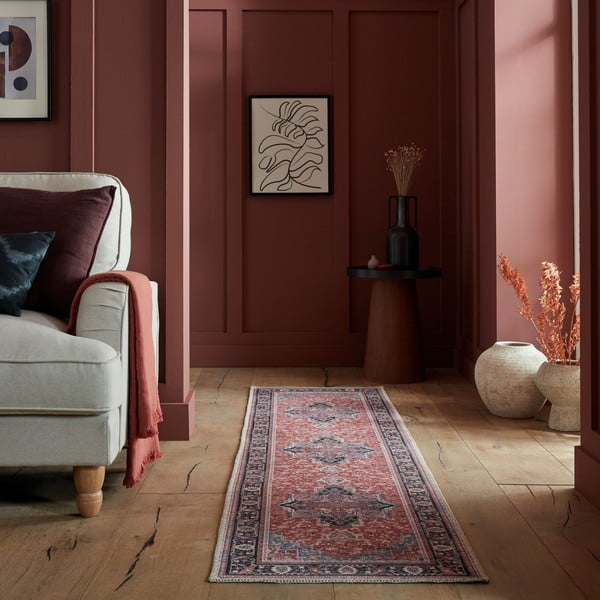 Weinroter, waschbarer Läufer mit einem Anteil an recycelten Fasern, 60 x 230 cm Windsor - Flair Rugs-image-1