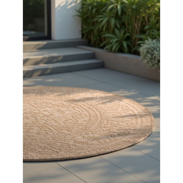 Runder Teppich für den Innen- und Außenbereich in den Farben Beige und Elfenbein, Ø 160 cm Duet Kona - Hanse Home-image-3