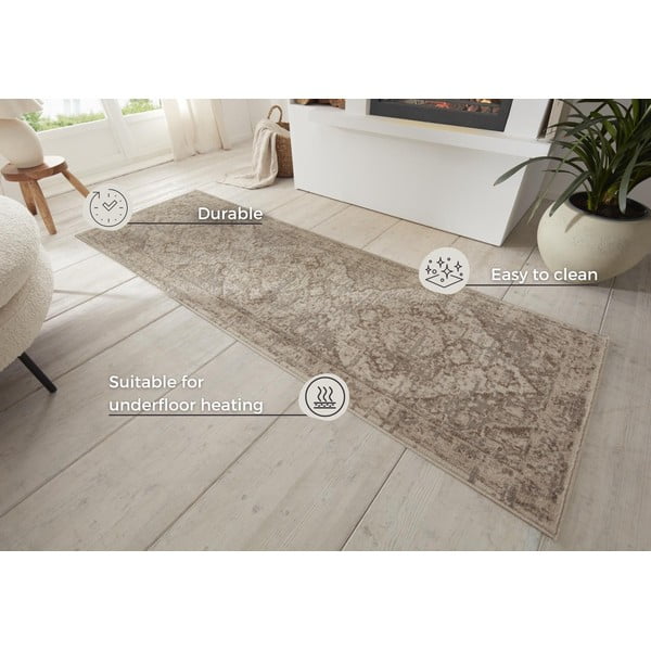 Grauer/beiger Läufer 80 × 200 cm Terrain Designer Sand - Hanse Home-image-4