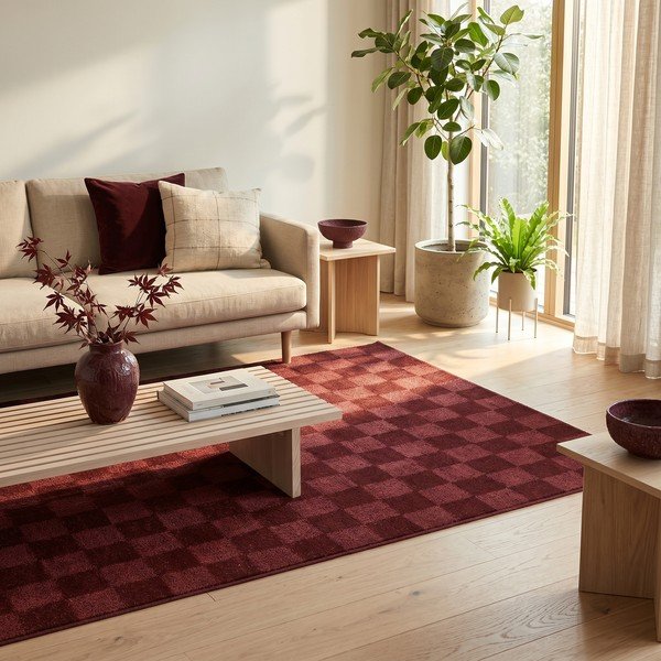 Weinroter Teppich 120 × 170 cm Mosaic - ESTE-image-1