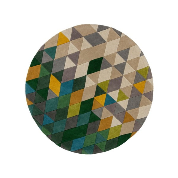 Gelb-grüner runder Wollteppich, Durchmesser 160 cm Prism - Flair Rugs