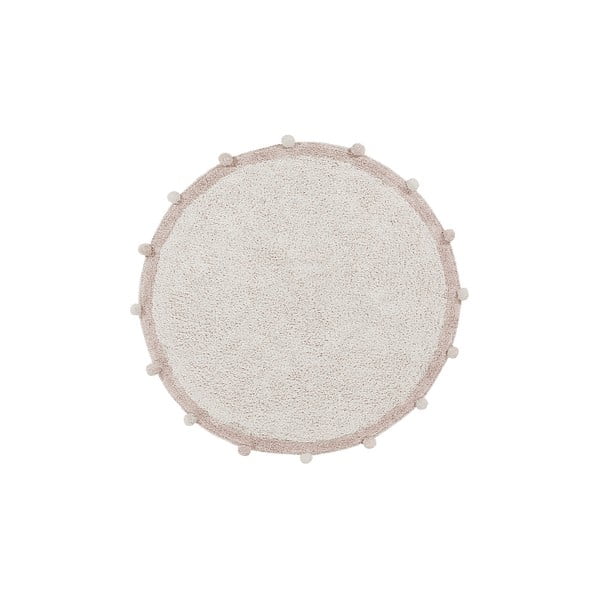 Cremefarbener, waschbarer, handgewebter Baumwoll-Kindeteppich, Ø 120 cm Bubbly Vintage Nude - Lorena Canals