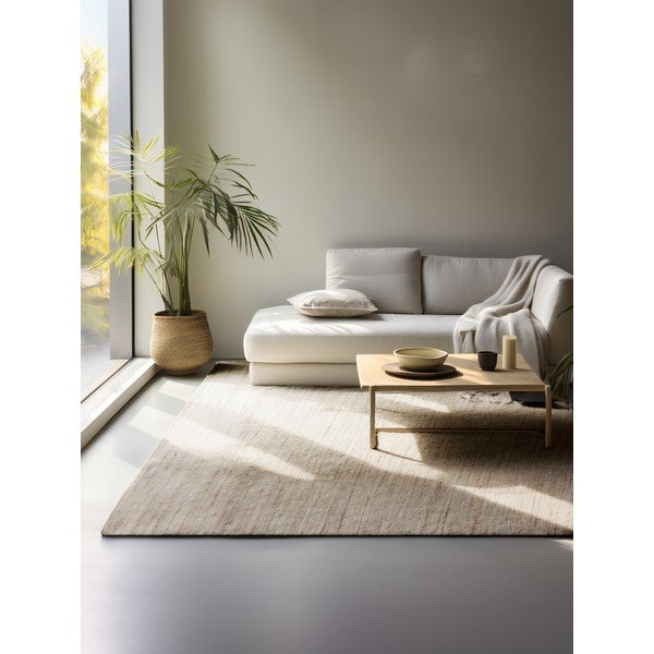 Doppelseitiger/handgewebter Teppich mit Juteanteil in einem hellen Naturton, 120 × 170 cm Handloom - Hanse Home-image-1