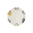 Cremefarbener, waschbarer, handgewebter Baumwoll-Kindenteppich, Durchmesser 140 cm Wheels - Lorena Canals