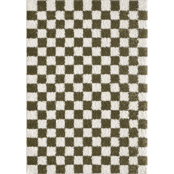 Dunkelgrüner/cremefarbener Teppich, 80 × 150 cm Grida - ESTE