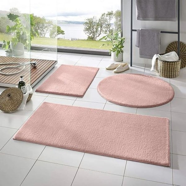 Rosa Badezimmervorleger im 3er-Set, 50 x 90 cm - Mila Home-image-1