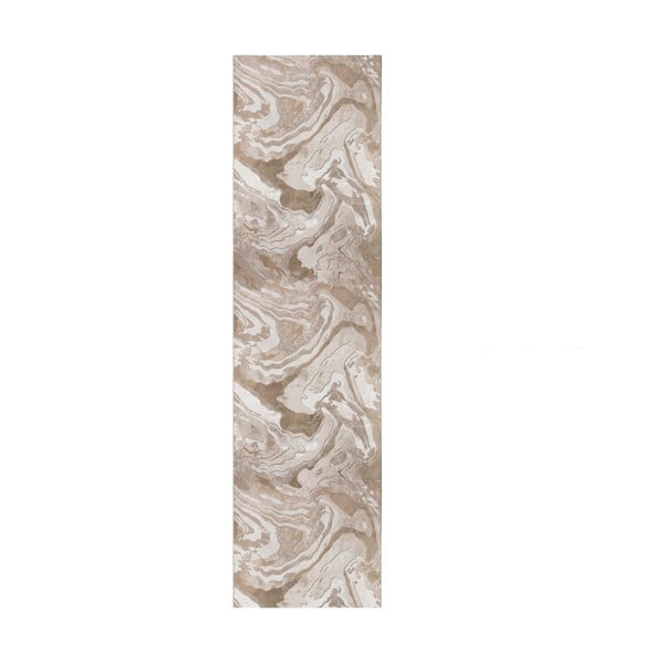 Beigefarbener Läufer 60 × 230 cm Marbled - Flair Rugs