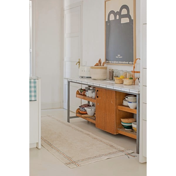Cremefarbener, waschbarer, handgewebter Baumwoll-Läufer, 80 x 230 cm Cuisine Natural - Lorena Canals-image-3