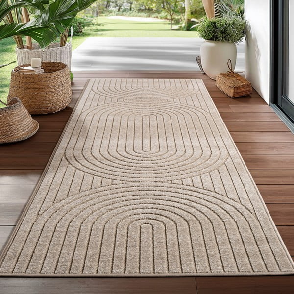 Beigefarbene Lauffläche für den Innen- und Außenbereich, 80 × 250 cm Nova 1201 - Ayyildiz Carpets-image-1