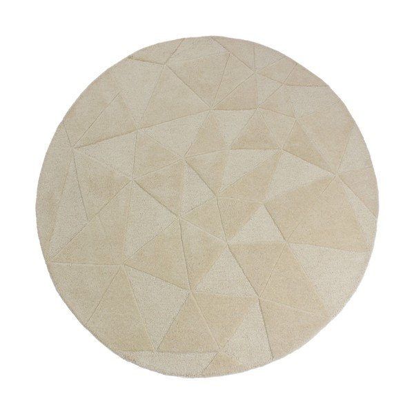 Beiger, handgewebter, runder Wollteppich, Ø 160 cm Shard - Flair Rugs