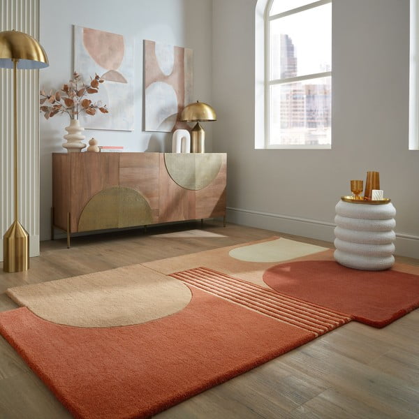 Handgewebter Wollteppich in Terrakotta, 200 x 290 cm Lozenge Terracotta - Flair Rugs-image-1