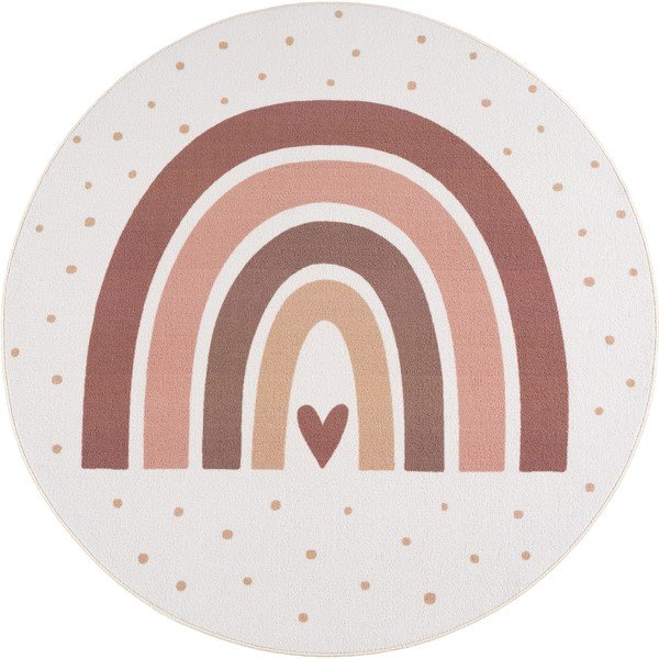 Cremefarbener, waschbarer Kinderteppich, Ø 120 cm Coco 1132 - Ayyildiz Carpets