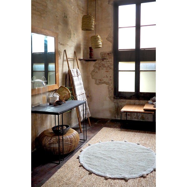 Hellgrüner, waschbarer, handgewebter Baumwollteppich für Kinder, Ø 120 cm Bubbly Olive - Lorena Canals-image-4