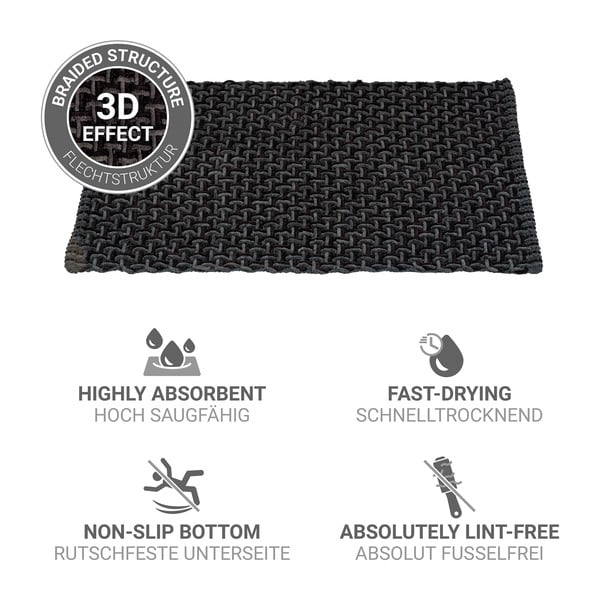Anthrazitfarbene Textil-Badezimmermatte, 50 x 80 cm Ecoli - Wenko-image-4