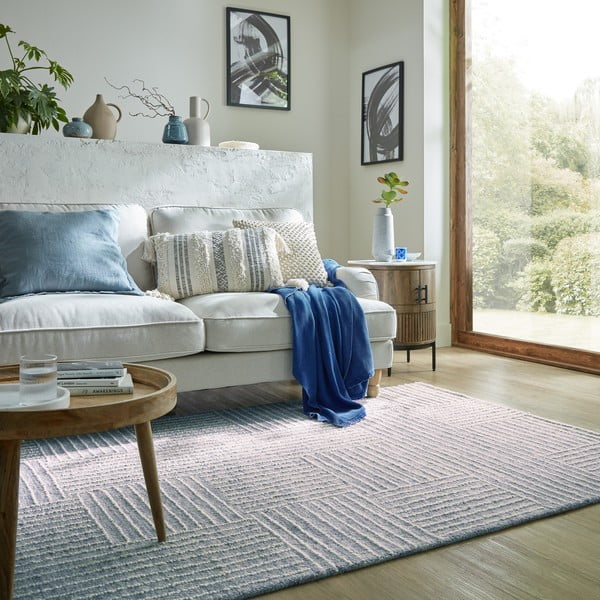 Hellblauer, handgewebter Wollteppich, 160 × 230 cm Memphis Wool - Flair Rugs-image-1