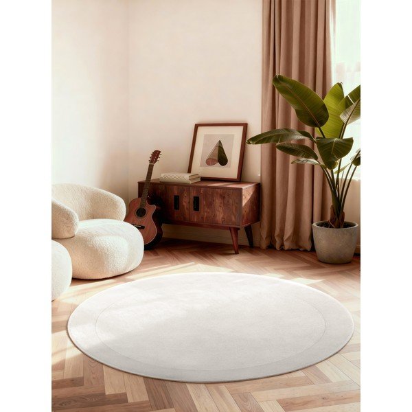 Cremefarbener, handgewebter, runder Teppich mit Wollanteil, Ø 150 cm Kivi - Villeroy&Boch-image-1