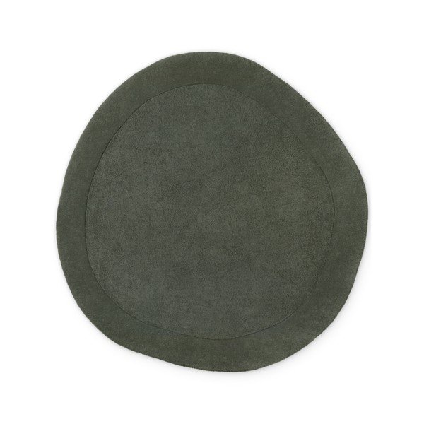 Dunkelgrüner, handgewebter, runder Teppich mit Wollanteil, Ø 160 cm Organic Kivi Green - Villeroy&Boch