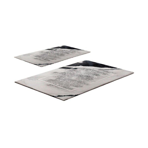 Grau-beigefarbene Badezimmerteppiche im 2er-Set, 60 x 100 cm CT - Foutastic