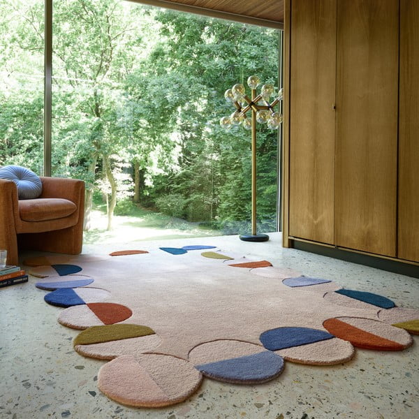 Beiger, handgewebter Wollteppich, 160 x 230 cm Mia Scallop Frame - Flair Rugs-image-1