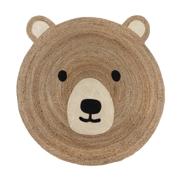 Handgewebter Jute-Kinderteppich in Naturfarbe, 100 × 100 cm Bertie Bear - Flair Rugs