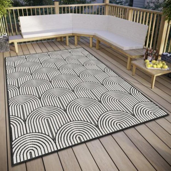 Schwarz-weißer Teppich für den Außenbereich, 160 × 230 cm Pangli Black - Hanse Home-image-2