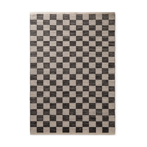 Schwarz/cremefarbener, beidseitig nutzbarer, handgewebter Teppich mit Juteanteil, 160 x 230 cm Rex - Hanse Home