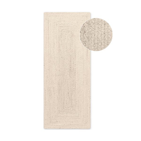 Cremefarbener, doppelseitiger/handgewebter Jute-Laufteppich, 80 × 200 cm Juno - Hanse Home