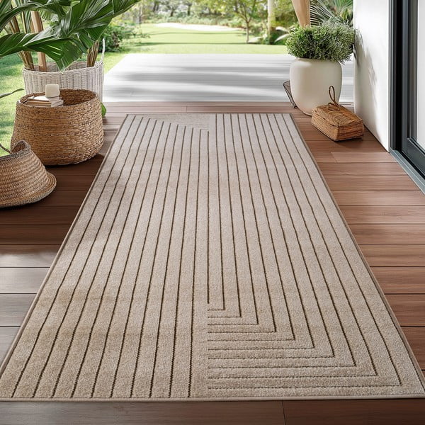 Beigefarbener Läufer für drinnen und draußen, 80 × 250 cm Nova 1202 - Ayyildiz Carpets-image-1
