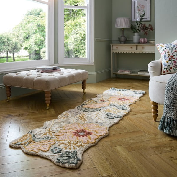 Hellrosa, handgewebter Läufer aus Wolle, 60 x 230 cm Daphne Shaped Floral - Flair Rugs-image-1