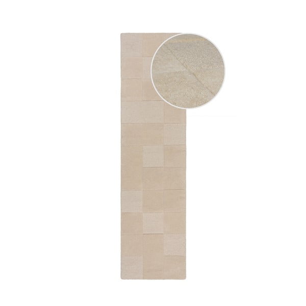 Beiger, handgewebter Läufer aus Wolle, 60 x 230 cm Checkerboard - Flair Rugs
