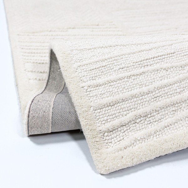 Weißer, handgewebter Teppich mit Wollanteil, 200 x 300 cm Sculptured Blocks - Flair Rugs-image-4