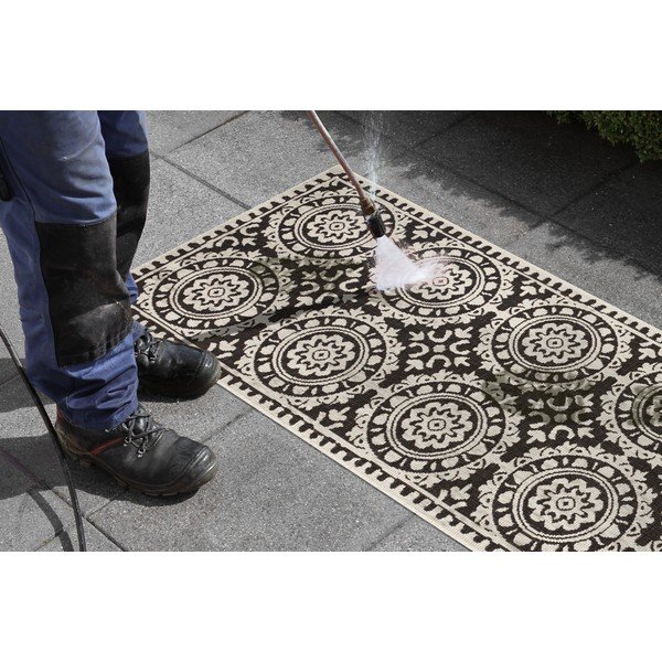 Weißer/schwarzer Teppich für Innen- und Außenbereiche 80x250 cm Jardin – Hanse Home-image-3