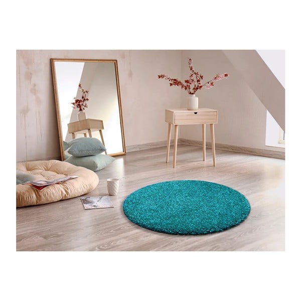 Türkiser Teppich ø 100 cm Aqua Liso – Universal-image-1