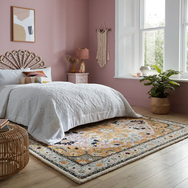 Gelber Wollteppich, 160 × 230 cm Dahlia - Flair Rugs-image-1
