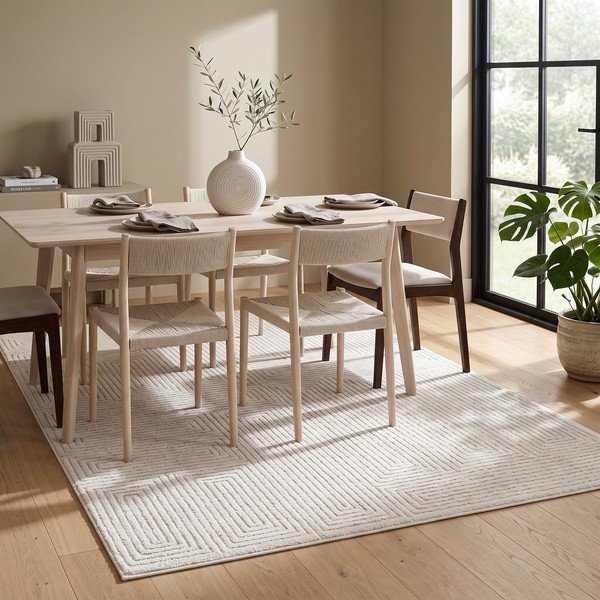 Cremefarbener Teppich 160x230 cm Labyrinth – ESTE-image-3