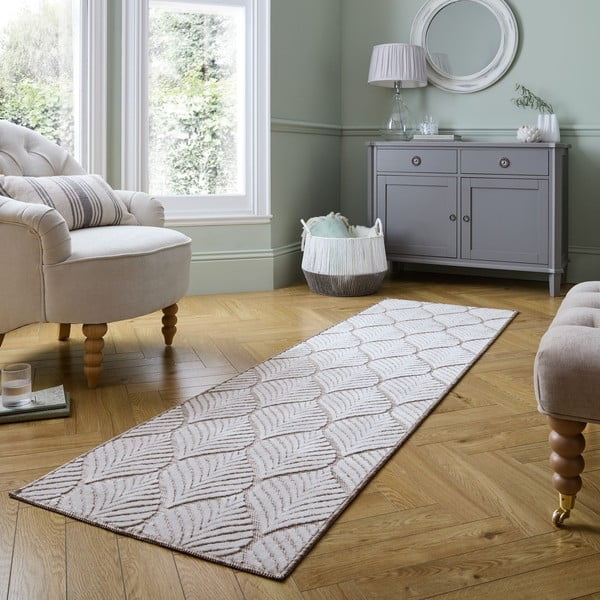 Teppich für den Innen- und Außenbereich, elfenbeinfarben, 66 × 230 cm Elm Leaf - Flair Rugs-image-1