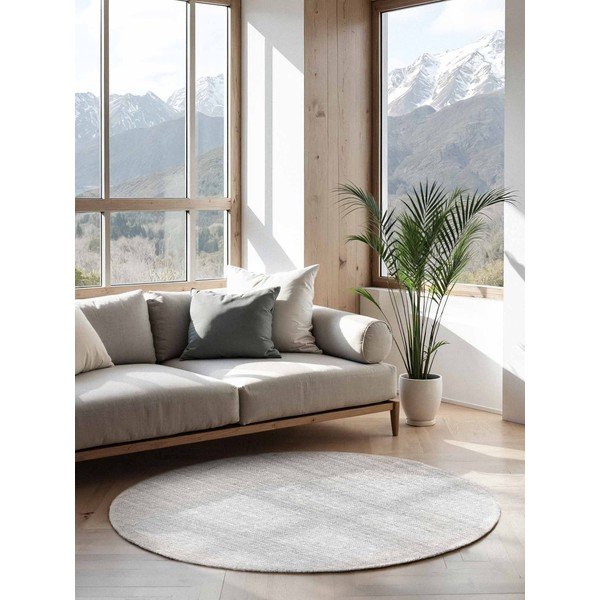 Hellgrauer, beidseitig nutzbarer/handgewebter runder Jute-Teppich, Durchmesser 160 cm Bouclé Jaipur - Hanse Home-image-1