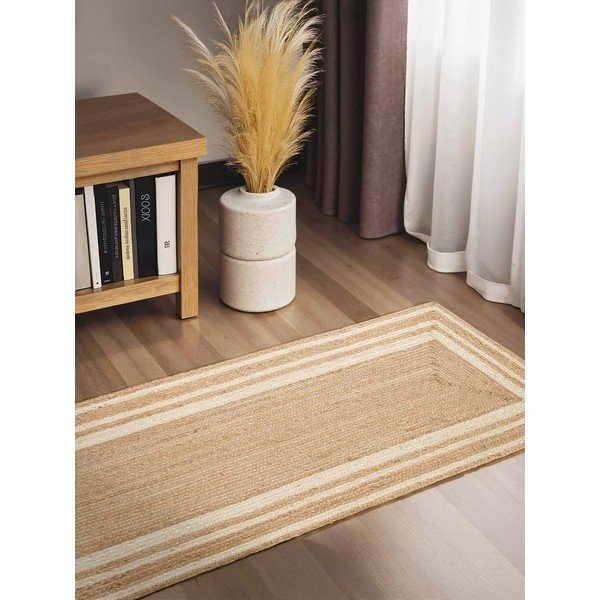 Cremefarben/in Naturfarbe, beidseitig verwendbar, handgewebter Jute-Läufer, 70 × 200 cm Looma - Hanse Home-image-1