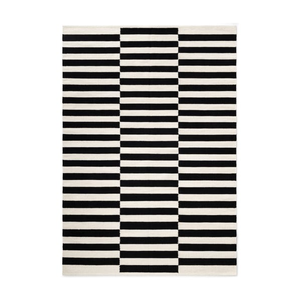 Schwarz-weißer, beidseitig handgewebter Wollteppich, 160 x 230 cm Vika - Hanse Home