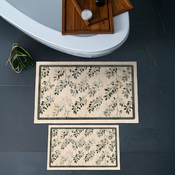 Beigefarbene Badezimmervorleger im 2er-Set, 60 x 100 cm - Foutastic-image-2