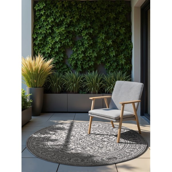 Runder Teppich für den Innen- und Außenbereich in Grau und Elfenbein, Ø 160 cm Duet Kona - Hanse Home-image-2