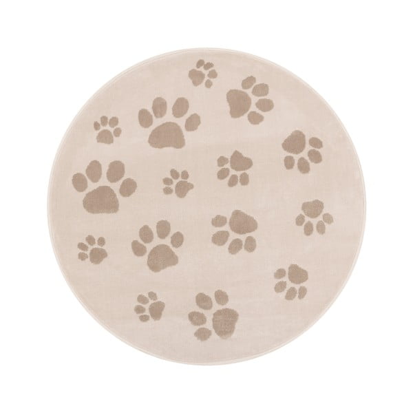 Beiger Kinderteppich, Ø 100 cm Paws Light Beige - FD
