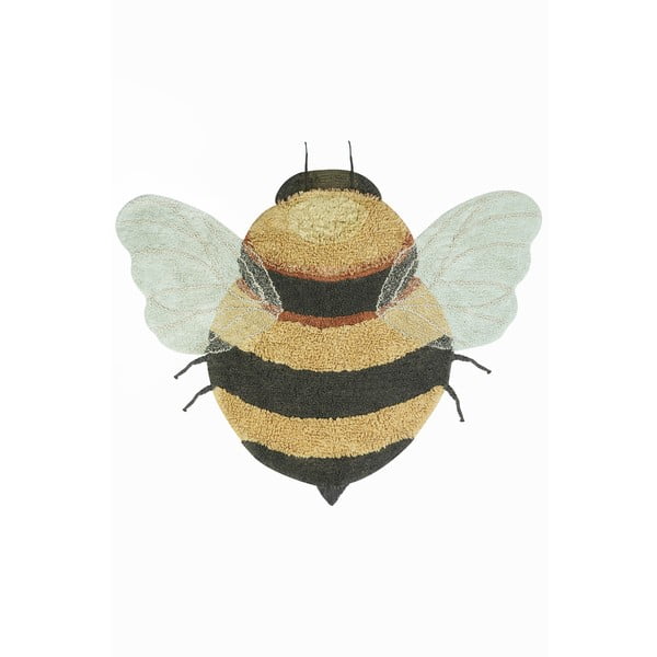 Gelber, waschbarer, handgewebter Baumwollteppich für Kinder, 115 x 150 cm Bee - Lorena Canals