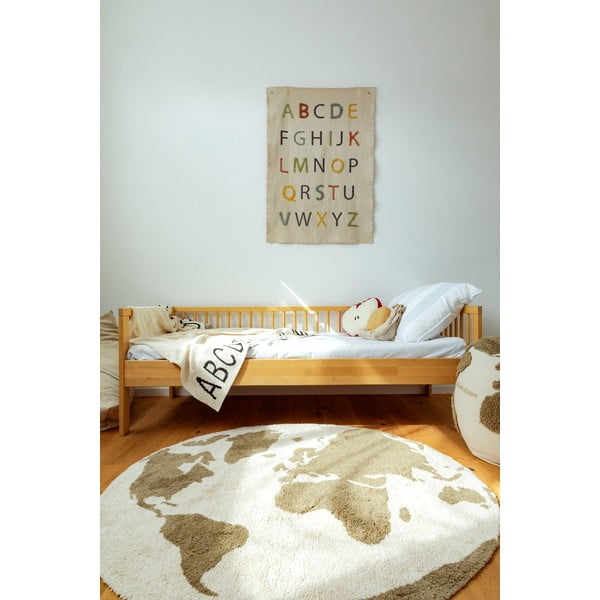 Grün/cremefarben, waschbar, handgewebter Baumwollteppich für Kinder, Ø 120 cm World Map - Lorena Canals-image-1