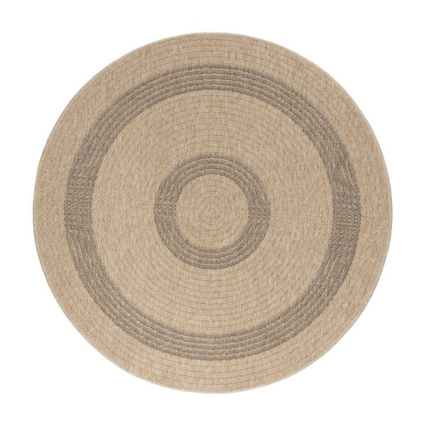 Schwarz-beiger runder Outdoor-Teppich, Ø 120 cm Comilla - Ayyildiz Carpets