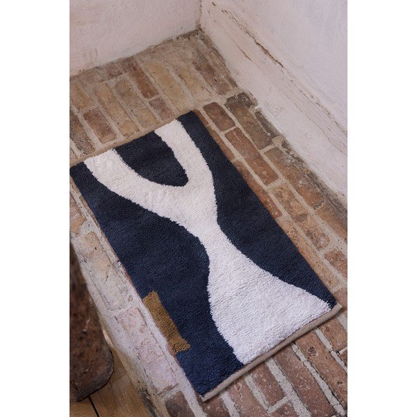 Dunkelgrauer/beiger, waschbarer Baumwollteppich, 70 × 150 cm Figura - Mette Ditmer Denmark-image-2