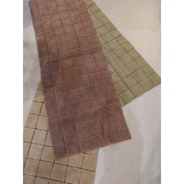Beiger, handgewebter Läufer aus Wolle, 80 x 230 cm Mosaic Sandstone - Lorena Canals-image-3