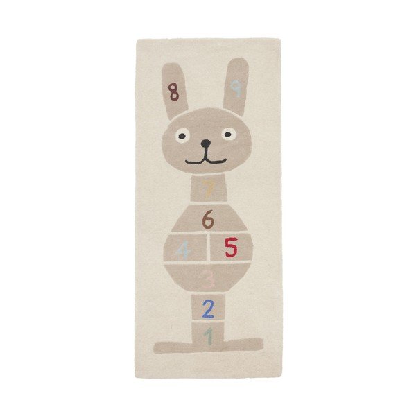 Handgewebter Spielteppich für Kinder mit Wollanteil, 75 x 180 cm Rabbit Hopscotch - OYOY Mini