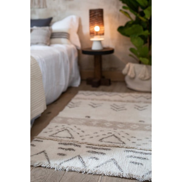 Cremefarbener, waschbarer, handgewebter Wollteppich, 80 × 140 cm Lakota Day - Lorena Canals-image-1